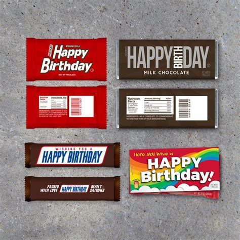 Happy Birthday Collection Printable Candy Bar Wrappers And Etsy Personalized Candy Bar