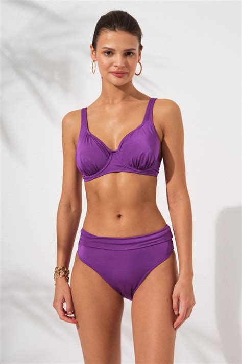 Herve Toparlayıcı Balenli Bikini Mor 231230