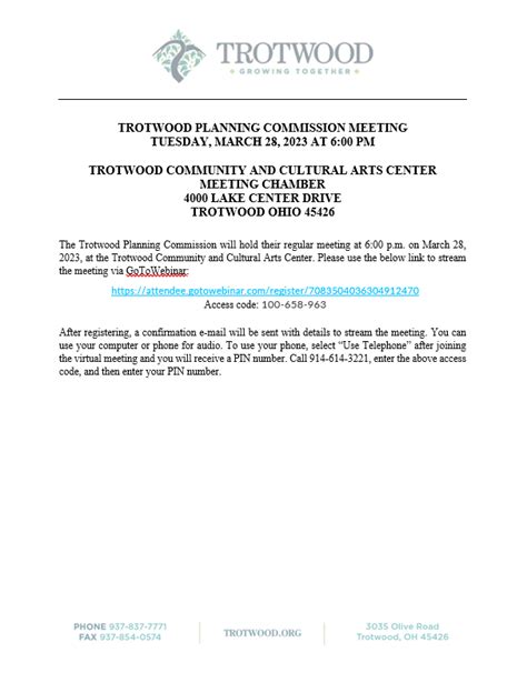 032823 Trotwood Planning Commission Meeting Trotwood Ohio