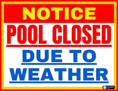 15 Printable Pool Closed Sign Printableo