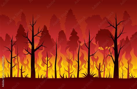 Wildfire, Forest Fire, Background, Natural Disaster Stock Vector | Adobe Stock