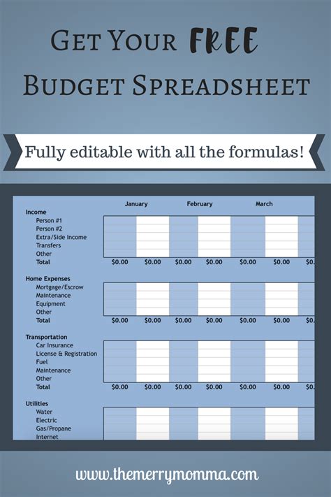 My Free Budget Spreadsheet - The Merry Momma