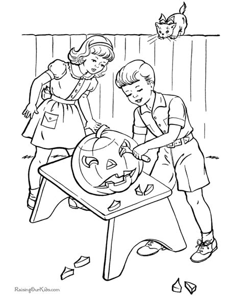 Pumpkin Carving Coloring Page Coloring Pages