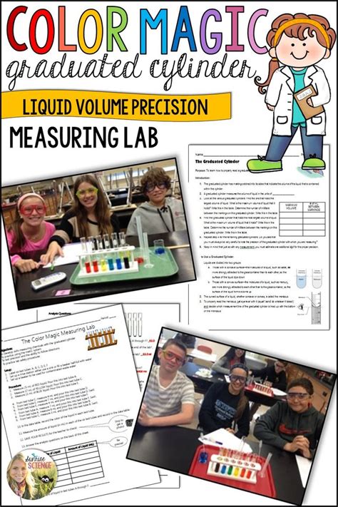 Using a Graduated Cylinder Lab Measuring Volume Activity Worksheet Rainbow Lab | Science ...