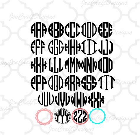 Circle Block Monogram Font Svg Round Alphabet Letters Cricut | SEMA ...