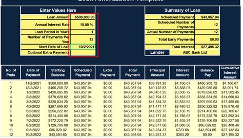 Amortization Excel Template