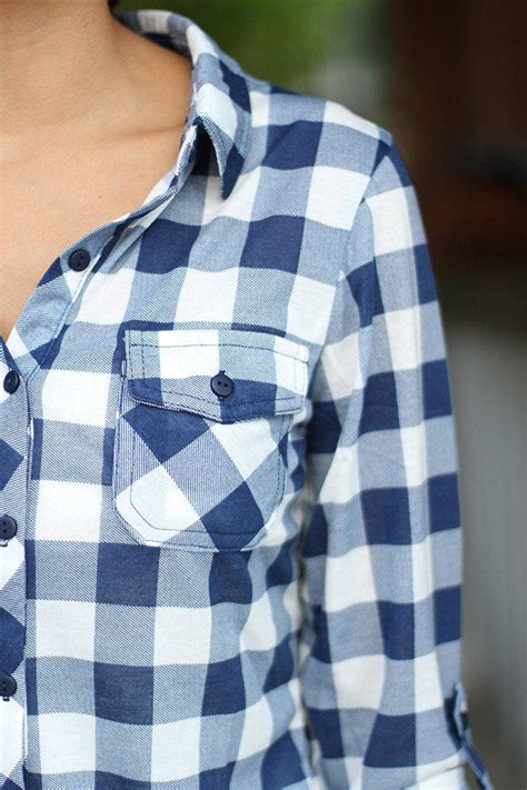 Navy Plaid Shirt Navy Top Cute Top Saved By The Dress