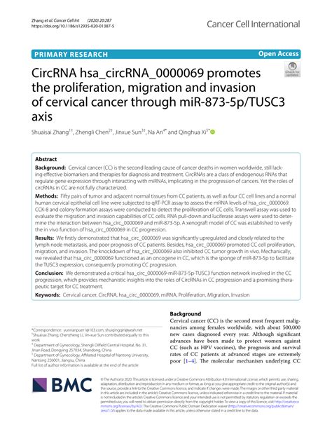 Pdf Circrna Hsa Circrna Promotes The Proliferation Migration