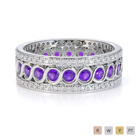 Gold Platinum Amethyst And Diamond Full Eternity Ring Rz1524