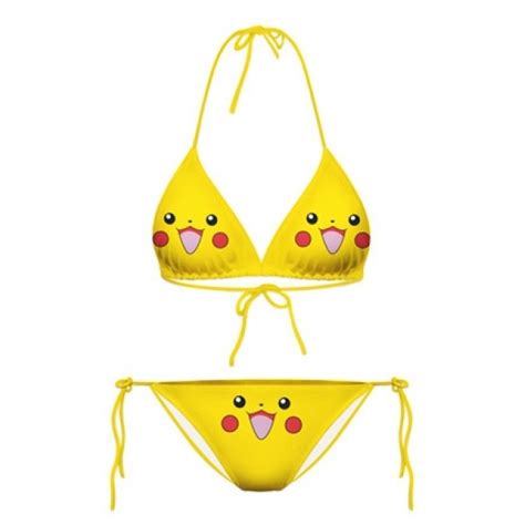 Yellow Pokemon Cartoon Two Piece Sexy Bikini Swimwear