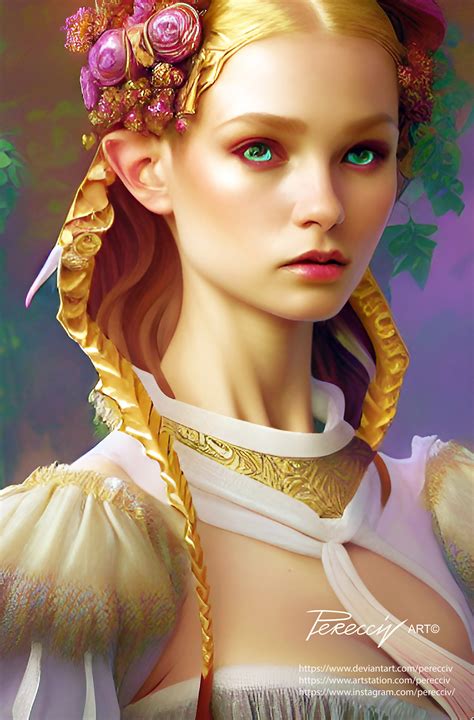 Perecciv Blonde Elf With Green Eyes