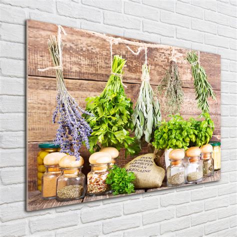 Ebern Designs Glasbild Herbs On A String Wayfair De