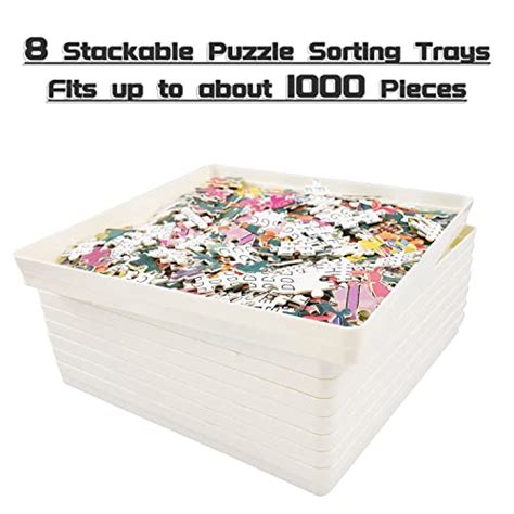 RECHIATO 8 Puzzle Sorting Trays With Lid 8x8 Premiunm Puzzle Trays Gift