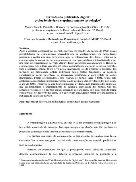 Formatos Da Publicidade Digital Pdf Publicidade Comunicação