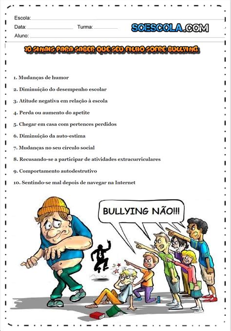 Atividades Sobre Bullings Para Imprimir 4 Ano EDUKITA