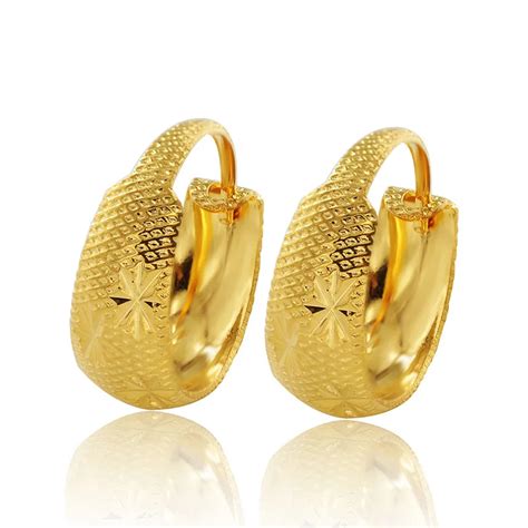 24k Pure Gold Hoop Earrings Hoops Earrings 24 K Gold 24 K Gold