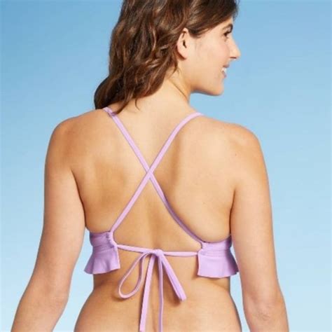 Target Swim Nwt Xhilaration Lavender Bikini Set Triangle Top Ruffle