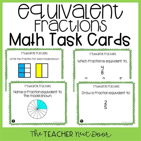 4th Grade Equivalent Fractions Task Cards Equivalent Fractions Worksheets Library