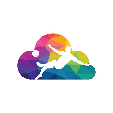 Soccer and Football Player Man Cloud Shape Logo Vector Design. Modern ...