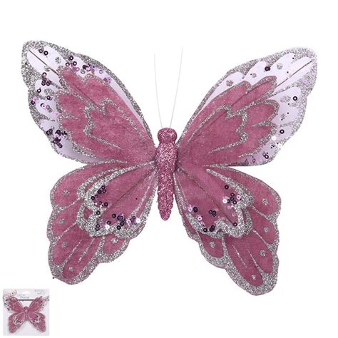 Butterfly Clip Pink With Glitter 200mm