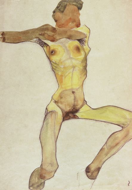 Egon Schiele Male Nude Yellow Artsy