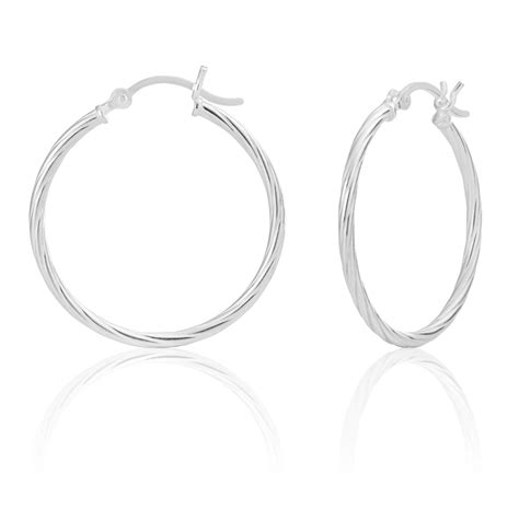 Sterling Silver 30mm Twist Hoop Earrings Shiels Jewellers