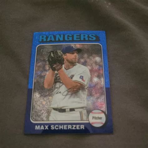 MAX SCHERZER 2024 Topps Heritage chrome bleu étincelant réfracteur 453