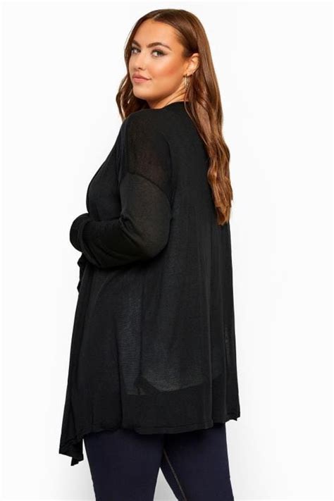 Black Longline Waterfall Cardigan Plus Size 16 To 36 Yours Clothing