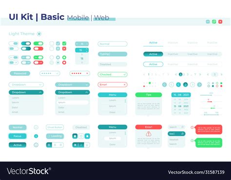 Control Panel Ui Elements Kit Royalty Free Vector Image