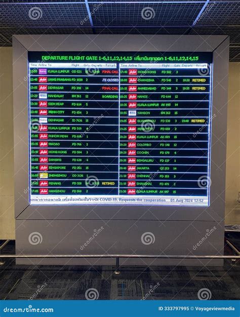 Airport Departures Screen Schedule Bangkok Editorial Image - Image of