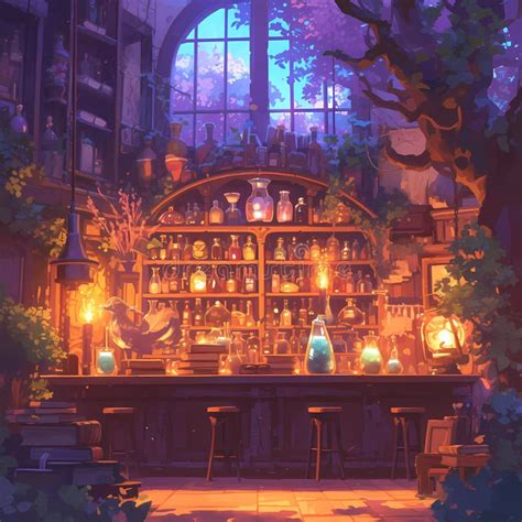 Enchanted Speakeasy - a Wizards Secret Hideout Stock Illustration ...