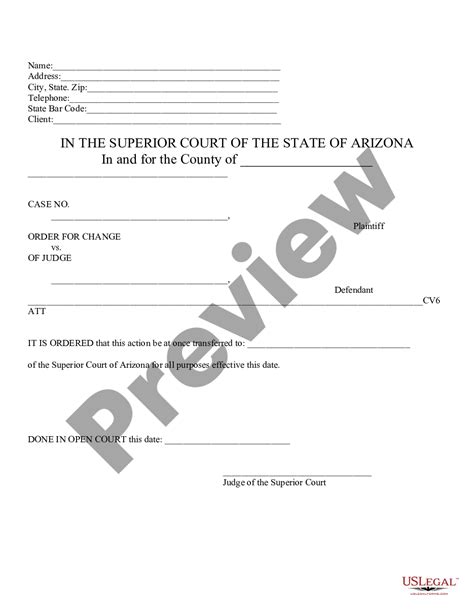 Arizona Motion Change Judge Us Legal Forms