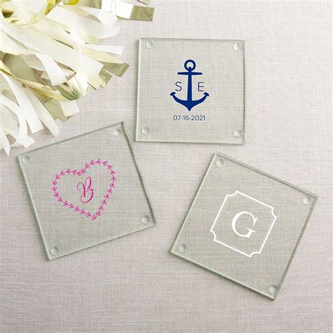 Personalized Glass Coaster - Monogram (Set of 12) - Famous Favors