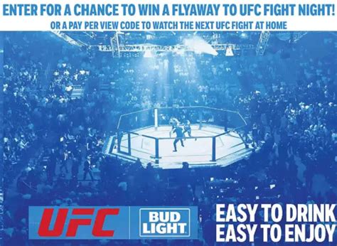 Bud Light UFC Fight Night Trip Giveaway Win A Trip Free PayPer View