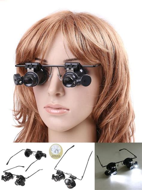 Visit To Buy 20X Magnifier Magnifying LED Lights Double Eye Glass