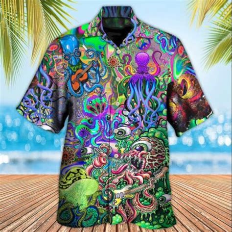 Octopus Trippy Hippie Funny Octopus Love Music Colorful Ocean Hawaiian