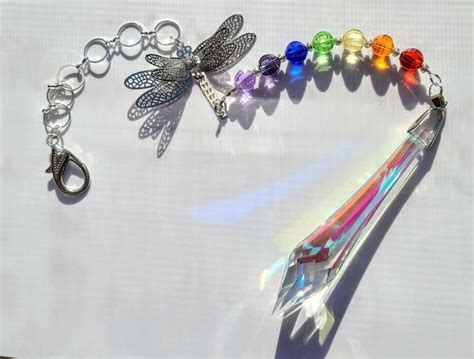 Crystal Faceted Prism Icicle Long Ab Sun Catcher With Crystal