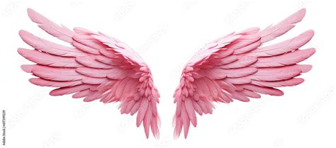 Beautiful Realistic Symmetrical Angel Wings Pastel Pink Wings With Detailed Feathers