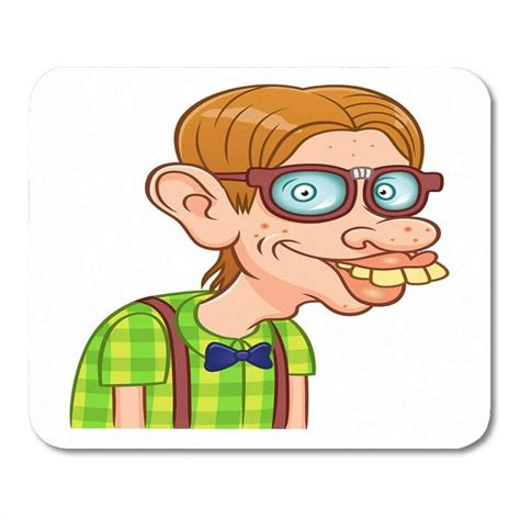 SIDONKU Ugly Funny Cartoon Nerd Geek Guy Weird Bizarre Boy Mousepad ...