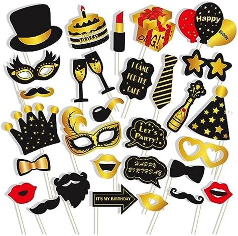 Photo Booth Props Birthday 30 PCS Funny Party Photo Booth Frame Kit