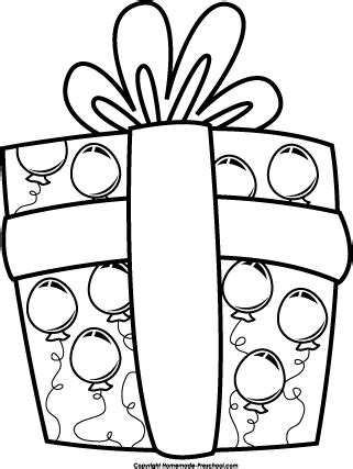 present outline Present black and white birthday present clipart png - Clipartix