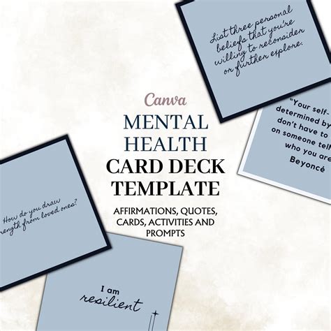 Printable Mental Health Card Deck Template Editable 240 Affirmations