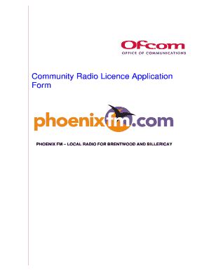 Fillable Online Licensing Ofcom Org Community Radio Licence Application