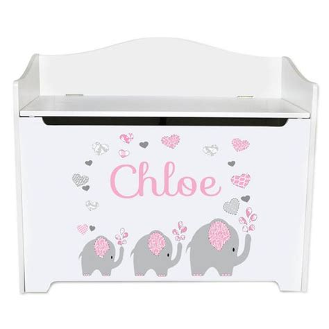 Baby Girls Personalized Elephant Toy Box Bench Custom Etsy