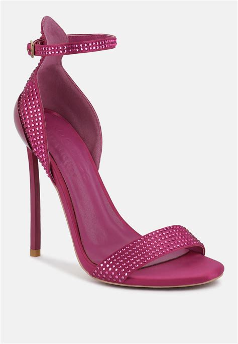 Buy Magnate Fuchsia Rhinestone Embellished Stiletto Sandals Sandals