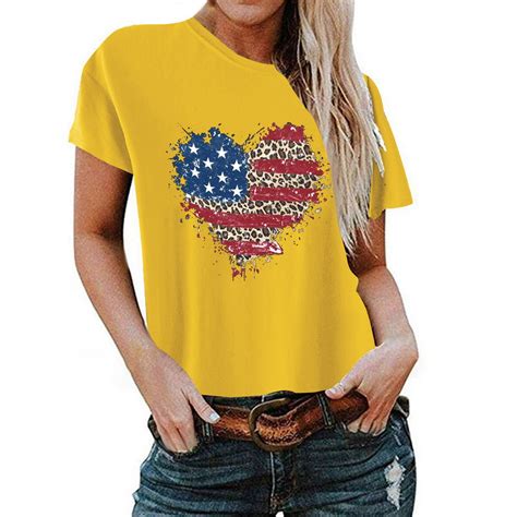 Brnmxoke July 4th Womens Patriotic Shirt Loose Comfy T Shirt 2024 4th