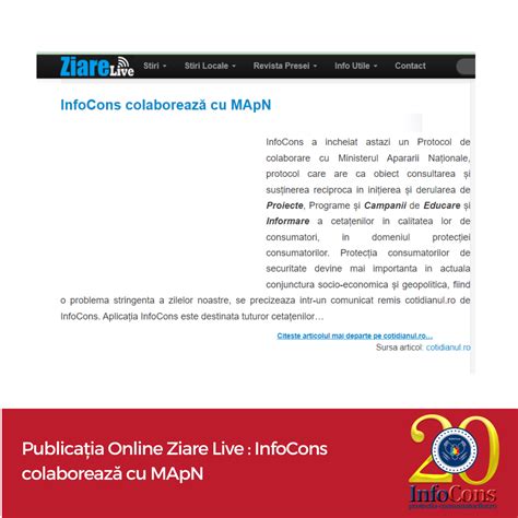 Publicația Online Ziare Live InfoCons colaborează cu MApN InfoCons