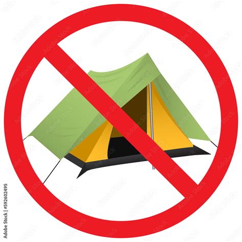 Sign No Camping Tourist Tent Icon Forbidden Symbol Prohibition Image