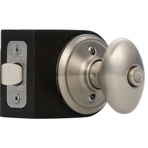 Schlage Siena Satin Nickel Privacy Bedbath Door Knob F40 Sie 619 The Home Depot