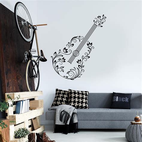 Stickers Muraux Déco Guitare Fleurie